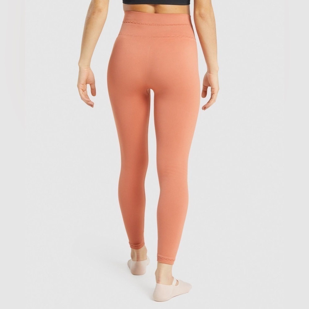 Gymshark Coral/Orange Studio Leggings - Picture 8 of 13